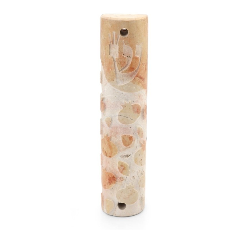 Jerusalem Stone Medium Mezuzah Case with Pomegranates - Design Option